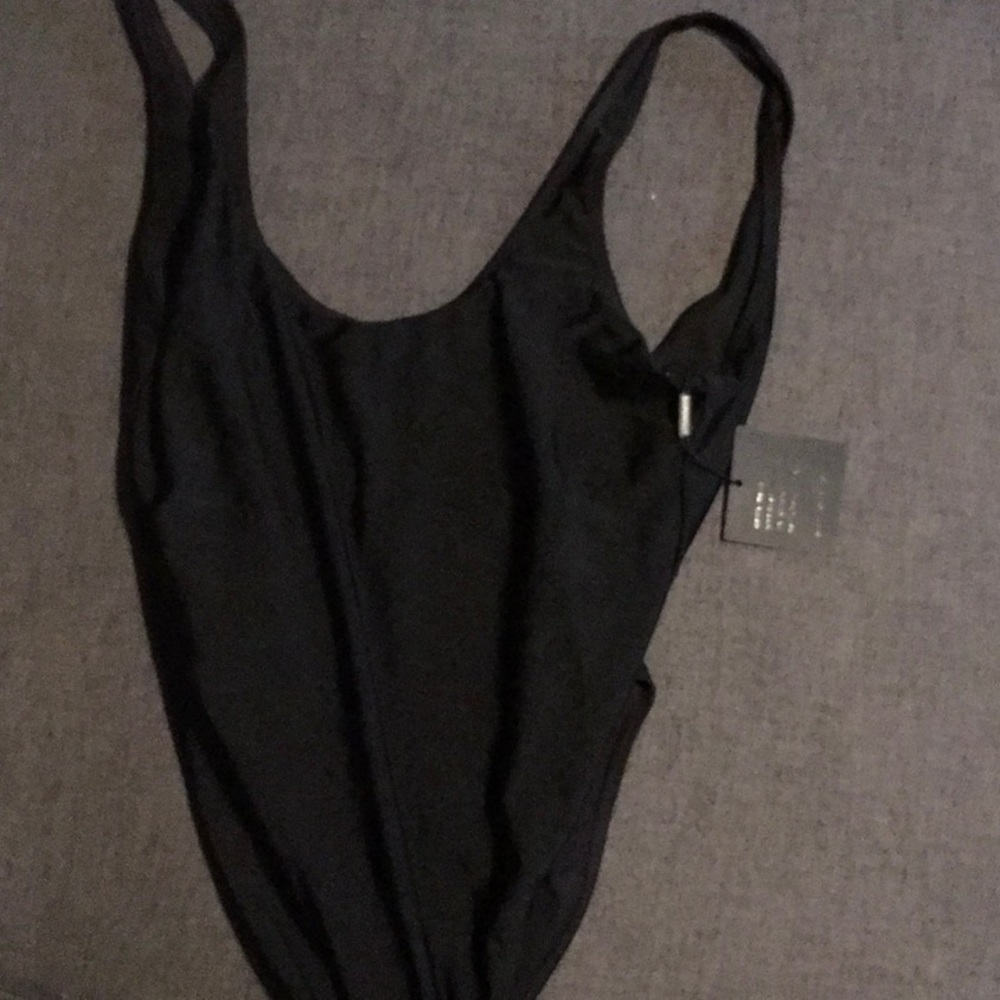High-cut cheeky black one piece